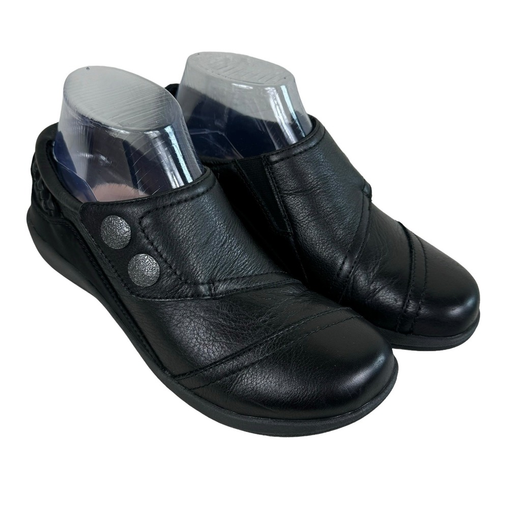 Aetrex Black Leather Upper Monk Strap Hook & Loop‎ Comfort Shoes Size 7.5 8 - Picture 2 of 8